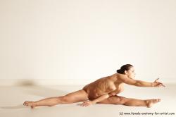 Nude Gymnastic poses Woman White Moving poses Athletic medium brown Dynamic poses Pinup